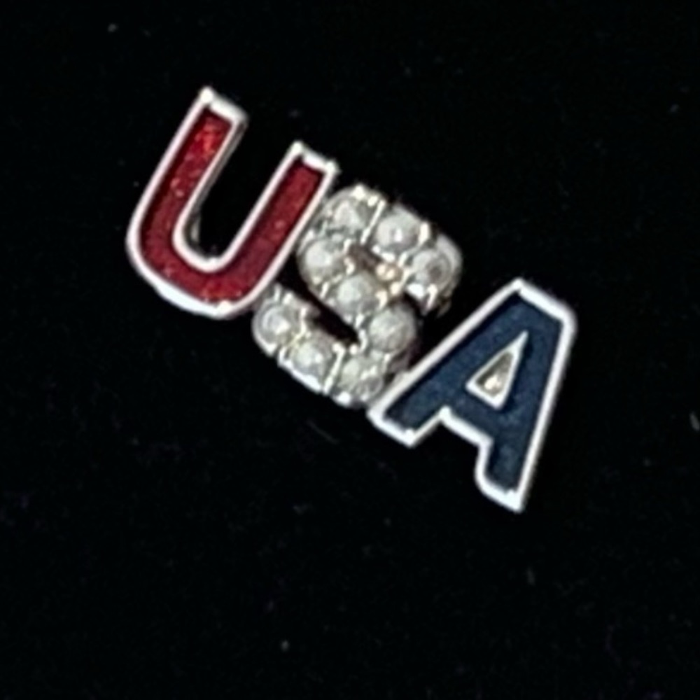 4th of July Swarovski Red White and Blue and Silver Crystal USA pin